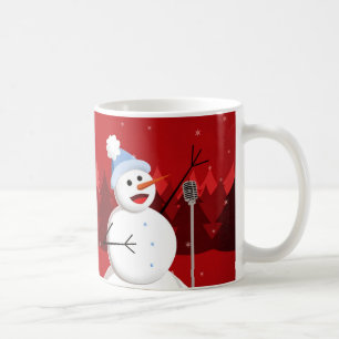 Lycklig sjungande snögubbejul kaffemugg