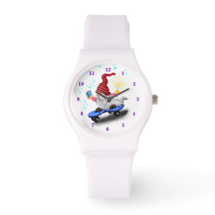Lycklig Skater Gnome med presenter och Sparkler -  Armbandsur