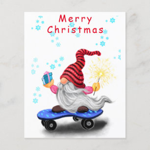 Lycklig Skater Gnome med presenter och Sparkler - Flygblad