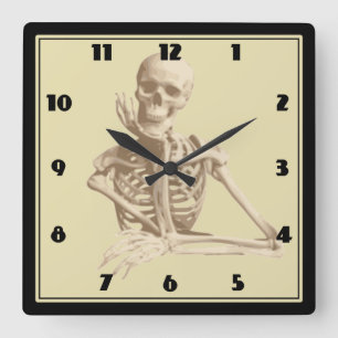 Lycklig Skeleton Fyrkantig Klocka