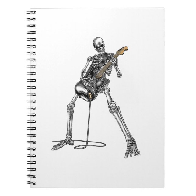 Lycklig Skeleton Guitar Guy Spooky Halloween Anteckningsbok (Framsidan)