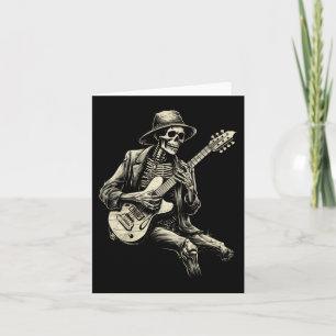 Lycklig Skeleton Guitar Guy Spooky Halloween Sten Kort