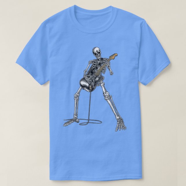 Lycklig Skeleton Guitar Guy Spooky Halloween Sten  T Shirt (Design framsida)
