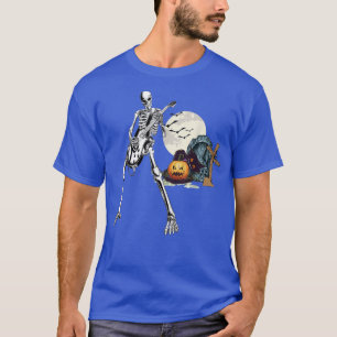 Lycklig Skeleton Guitar Guy Spooky Halloween Sten T Shirt