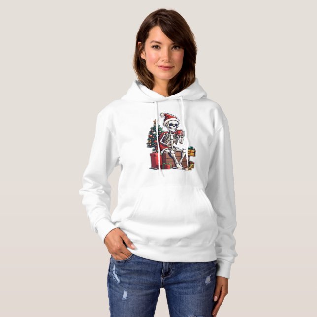 Lycklig Skeleton Jul T Shirt (Hel framsida)