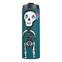 Lycklig Skeletons med blommor