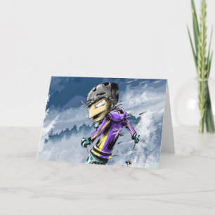 Lycklig Ski Birthday Kort