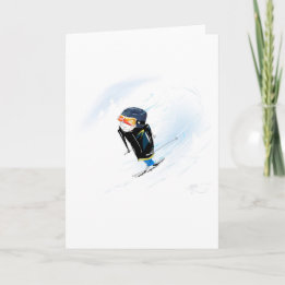 Lycklig Skiing Birthday Kort