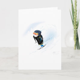 Lycklig Skiing Birthday Kort