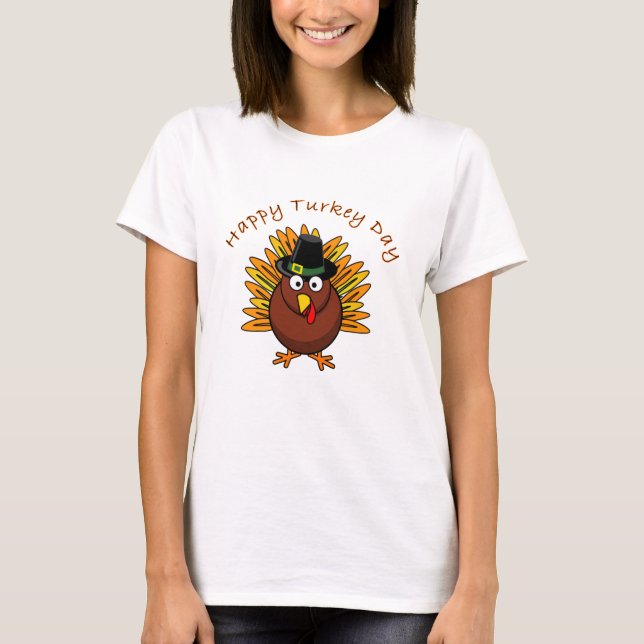 Lycklig skjorta för Turkiet dagthanksgiving T T-shirt (Framsida)