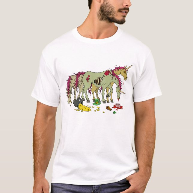 Lycklig skjorta för UnicornZombies T Tee (Framsida)