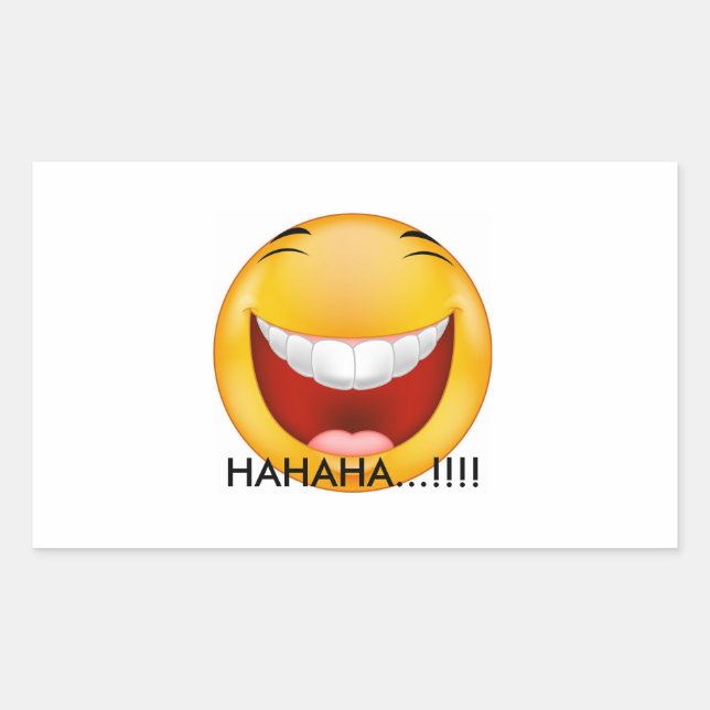 Lycklig skrattar rektangulärt klistermärke (Framsida)