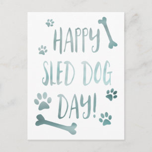 lycklig sled hund dag vykort