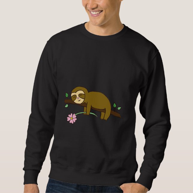 Lycklig Sloth 86 Lång Ärmad Tröja (Framsida)