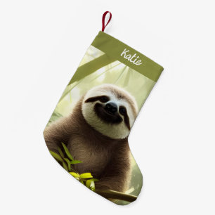 Lycklig Sloth Digital Art Personlig Liten Julstrumpa