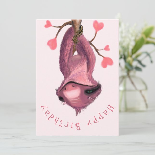 Lycklig Sloth Funny Birthday Card (Stående Fram)