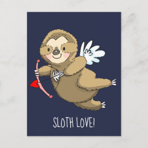 Lycklig Sloth Kärlek Valentine Cupid Vykort
