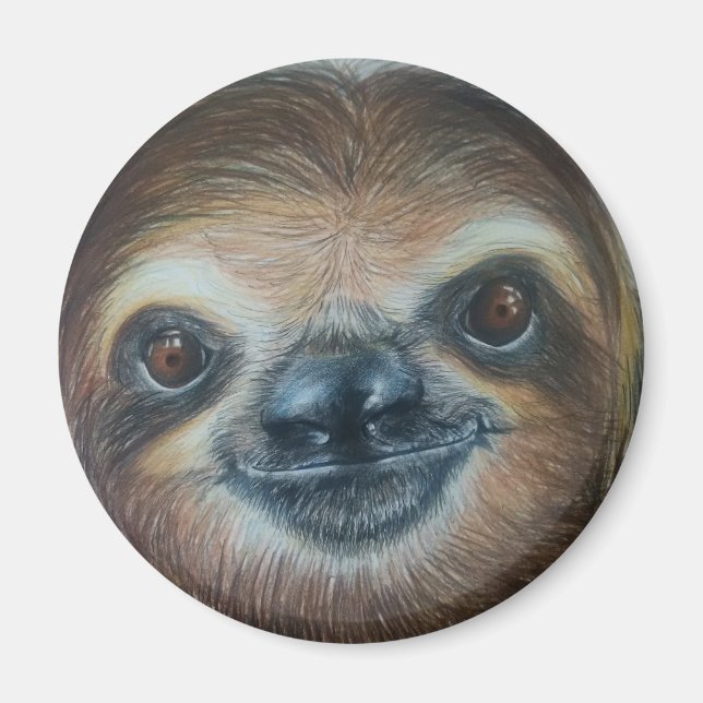 LYCKLIG SLOTH MAGNET! Slut på leende Magnet (Framsidan)