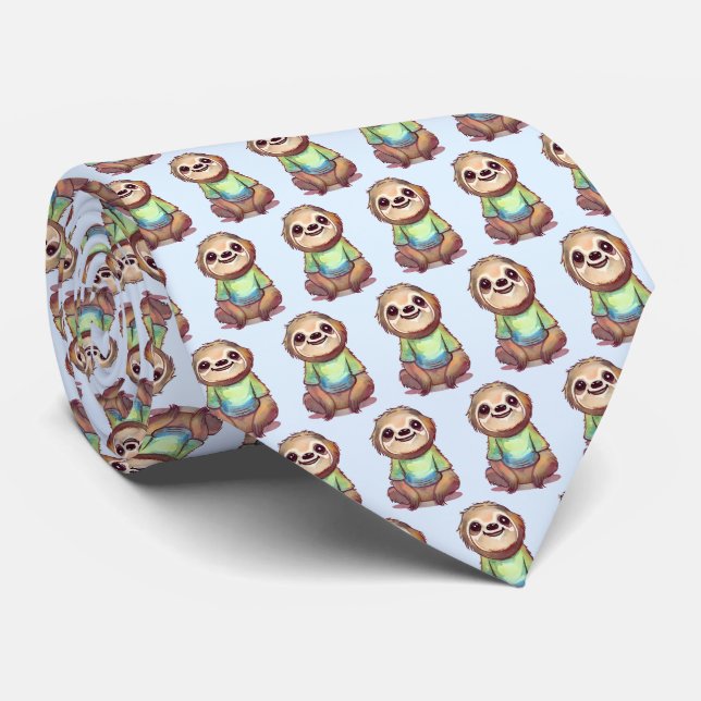 Lycklig Sloth med en Shirt Cute Mönster Slips (Rullad)