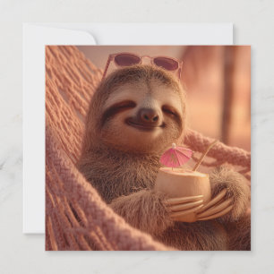 Lycklig Sloth Relaxing i Hammock Julkort