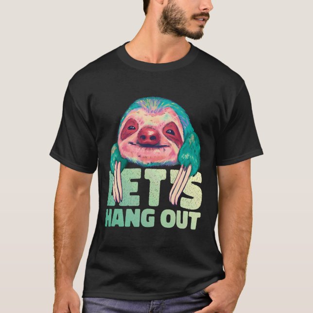 Lycklig Sloth Watercolor T Shirt (Framsida)