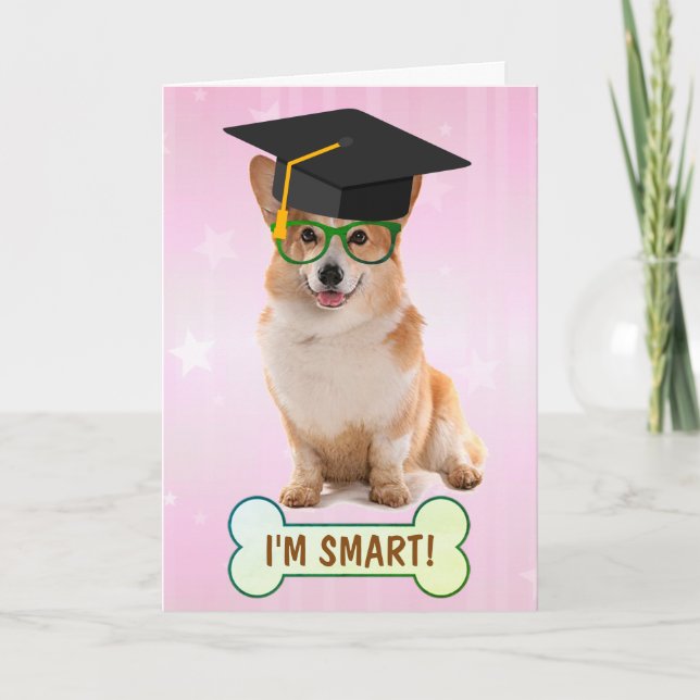 Lycklig Smart Corgi Studenten Kort (Framsida)