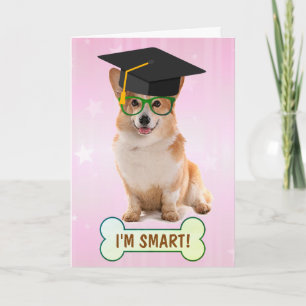 Lycklig Smart Corgi Studenten Kort