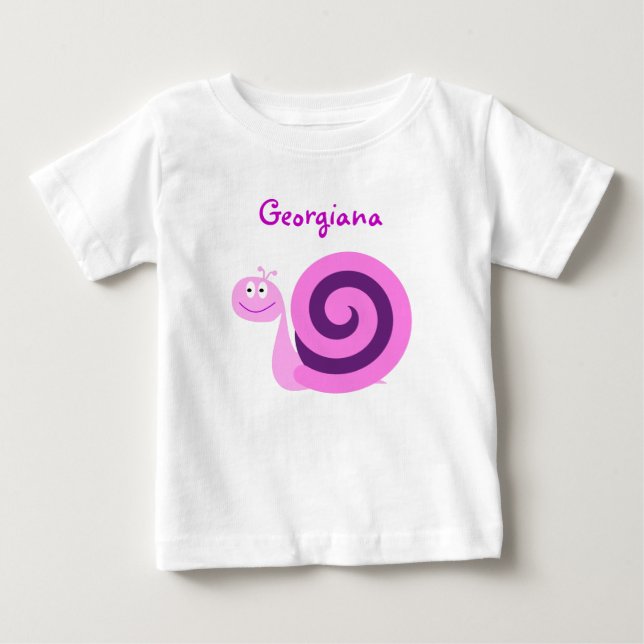 Lycklig Smildrande Rosa och Lila Snigel; Anpassat  Tröja (Framsida)