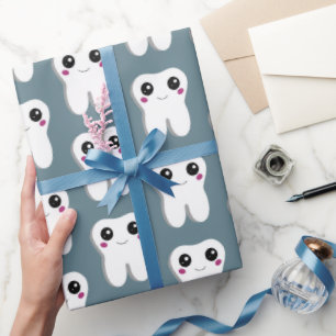 Lycklig Smildrande tandtandtandtråd Cute Mönster Presentpapper