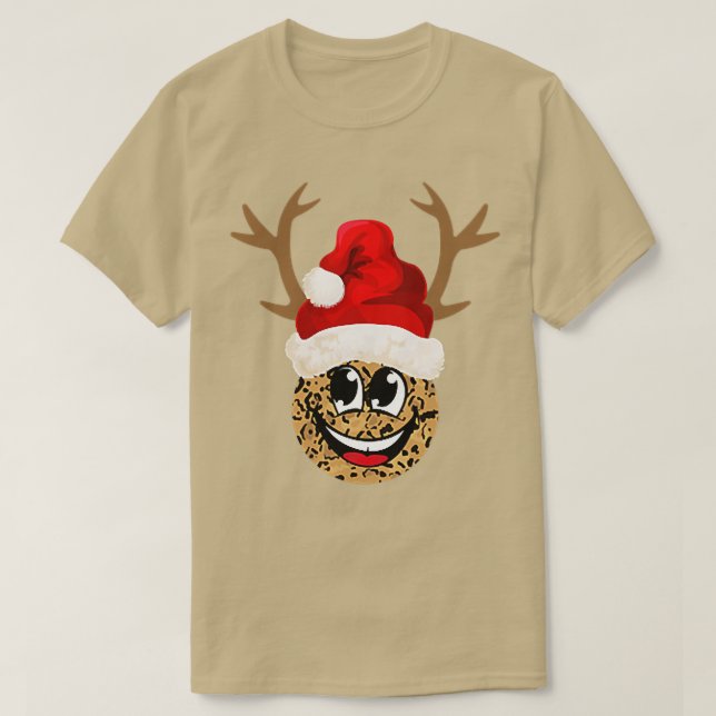 Lycklig Smile Ansikte med jultomtrör Hat jul T Shirt (Design framsida)