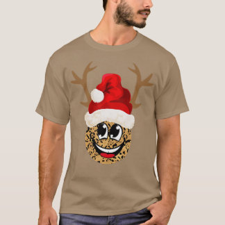Lycklig Smile Ansikte med jultomtrör Hat jul T Shirt