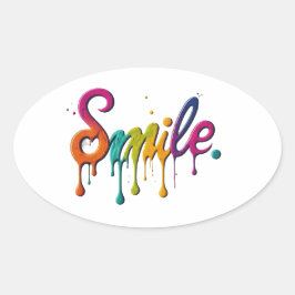 Lycklig Smile Ovalt Klistermärke