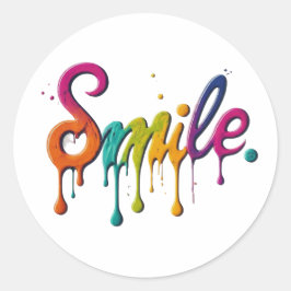 Lycklig Smile Runt Klistermärke