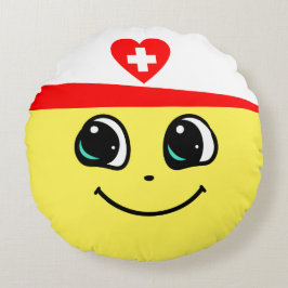 Lycklig Smiley Nurse - Round Pillow Rund Kudde