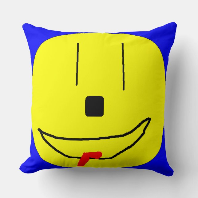 Lycklig Smiling Ansikte Emoji, Kids Art, Pillow Kudde (Framsida)