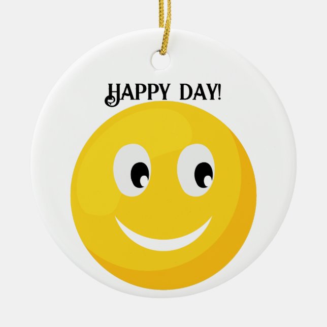 Lycklig Smiling Ansikte Julgransprydnad Keramik (Framsidan)