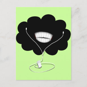 Lycklig Smiling Black Cloud w/Ear Buds Vykort