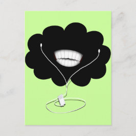 Lycklig Smiling Black Cloud w/Ear Buds Vykort