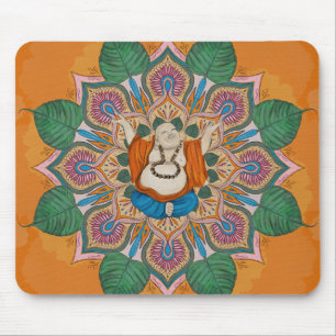 Lycklig Smiling Buddha Bodhi Löv Mandala Musmatta