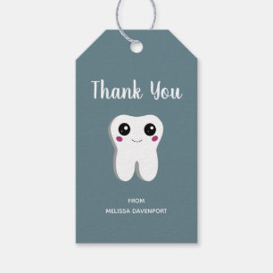Lycklig Smiling Dental Toth Cute Tack Presentetikett