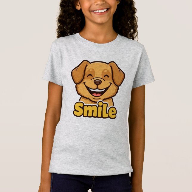 Lycklig Smiling Hund T Shirt (Framsida)