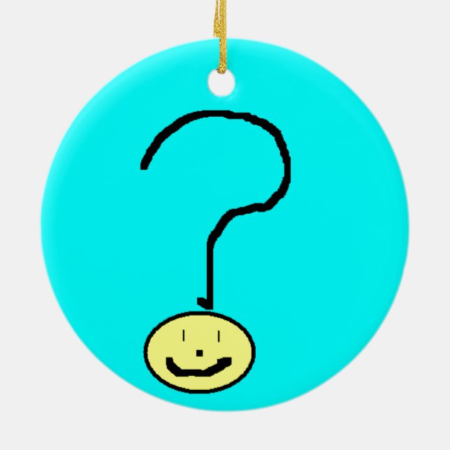 Lycklig Smiling Query Mark Emoji, Kids Art Julgransprydnad Keramik (Baksidan)
