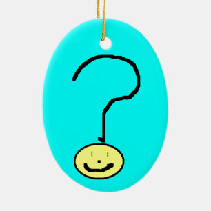 Lycklig Smiling Query Mark Emoji, Kids Art Julgransprydnad Keramik