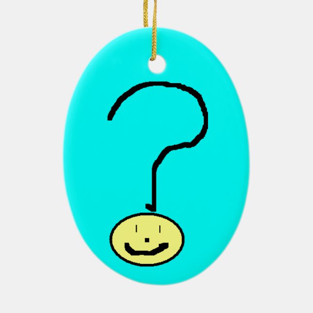 Lycklig Smiling Query Mark Emoji, Kids Art Julgransprydnad Keramik (Baksidan)