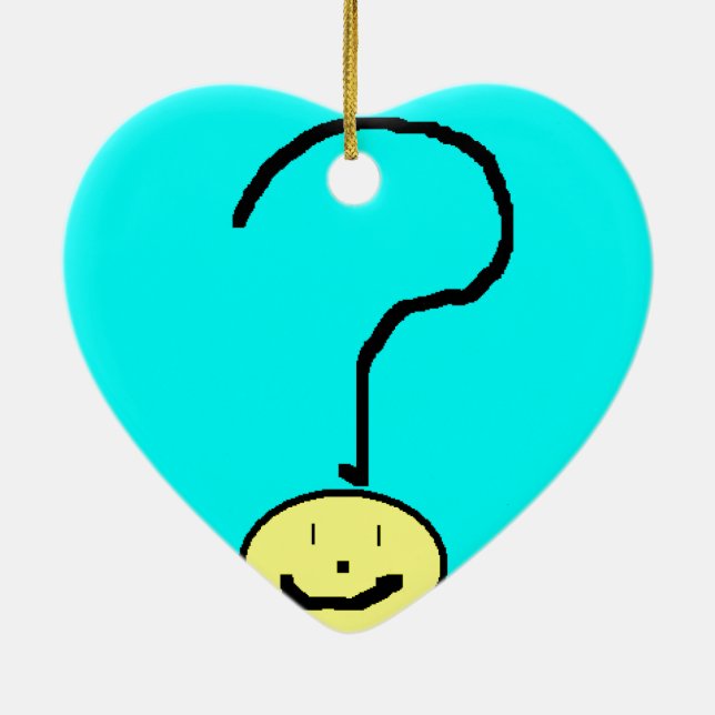 Lycklig Smiling Query Mark Emoji, Kids Art Julgransprydnad Keramik (Baksidan)