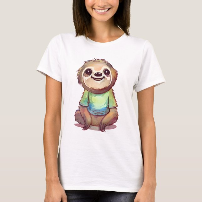 Lycklig Smiling Sloth Sitta Relaxed T Shirt (Framsida)