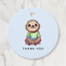 Lycklig Smiling Sloth Sitta Relaxed Tack Gåvor Etiketter