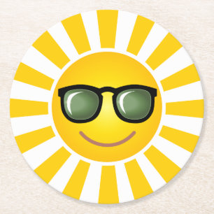Lycklig Smiling Sol Underlägg Papper Rund