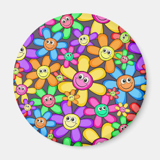 Lycklig Smiling Vår Garden Flowers Magnet