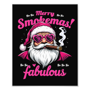 Lycklig Smokemas Funny Santa med Big Cigar Fototryck